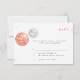 Red Silver White Kerstbruiloft RSVP Kaartje