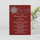 Red Silver Winter Rehearal Dinner nodig Kaart (Staand voorkant)