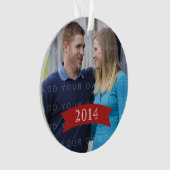 Red Simple Banner Holiday Photo Ornament (voorkant)
