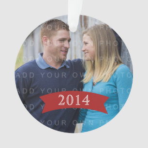 Red Simple Banner Holiday Photo Ornament