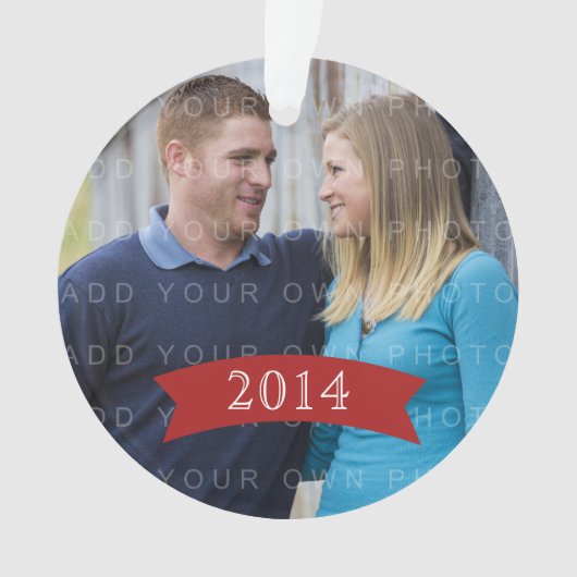 Red Simple Banner Holiday Photo Ornament (voorkant)