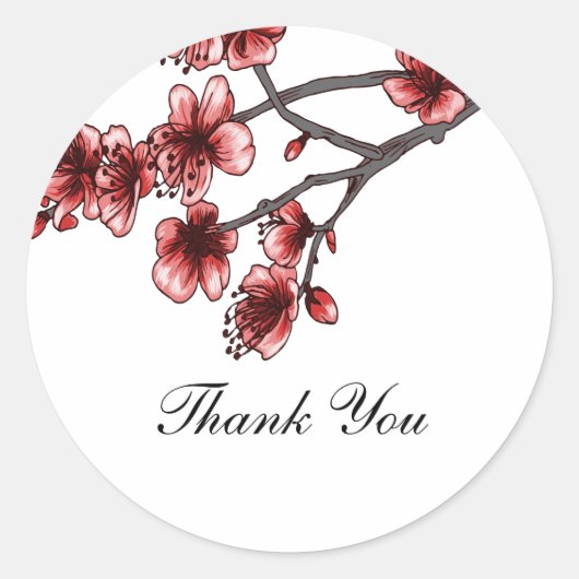 Red Simple Cherry Blossom Dank je Stickers (Voorkant)