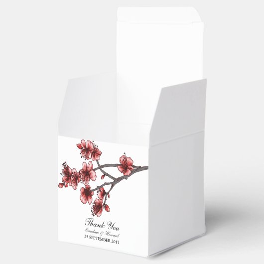 Red Simple Cherry Blossom Favor Boxes Bedankdoosjes (Geopend)