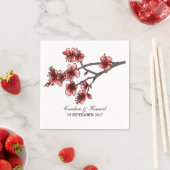 Red Simple Cherry Blossom Paper Napkins Servet (Insitu)