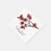 Red Simple Cherry Blossom Paper Napkins Servet (Hoek)