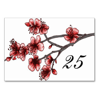 Red Simple Cherry Blossom Table Kaart