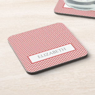 Red Simple Chevron Beverage Coaster Bier Onderzetter
