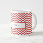 Red Simple Chevron Personalized Giant Coffee Mok (Voorkant rechts)
