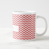 Red Simple Chevron Personalized Giant Coffee Mok (Rechts)