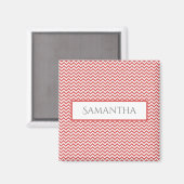 Red Simple Chevron Personalized Magnet (Voorkant / Achterkant)