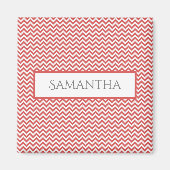 Red Simple Chevron Personalized Magnet (Voorkant)