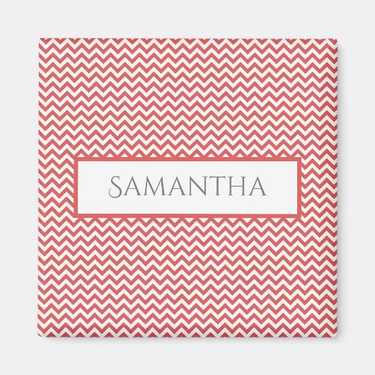 Red Simple Chevron Personalized Magnet (Voorkant)