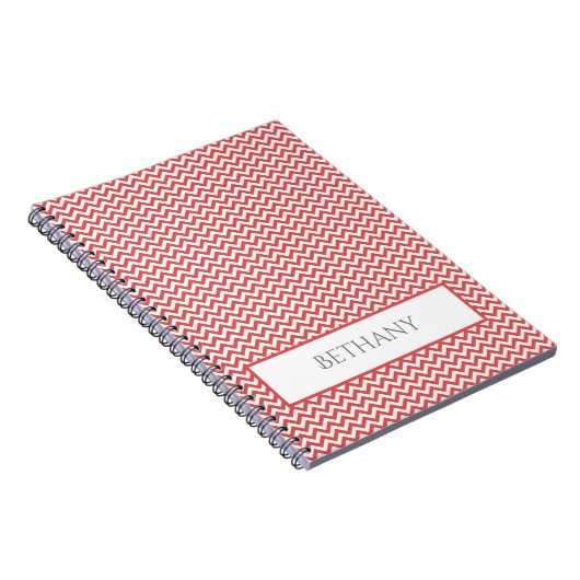 Red Simple Chevron - persoonlijk Notitieboek (Rechterzijde)