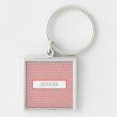 Red Simple Chevron persoonlijke Sleutelhanger (Voorkant)