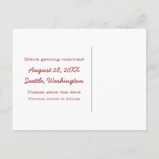 Red Simple Chevron Save the Date Briefkaart (Achterkant)
