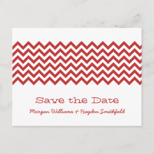 Red Simple Chevron Save the Date Briefkaart