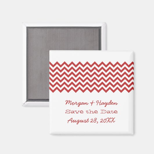 Red Simple Chevron slaat de datum magneet op (Voorkant / Achterkant)