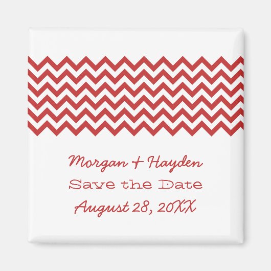 Red Simple Chevron slaat de datum magneet op (Voorkant)