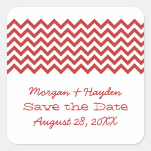 Red Simple Chevron slaat de Sticker Datum op