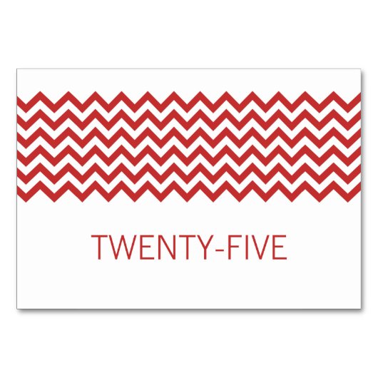 Red Simple Chevron Table Kaart (Voorkant)