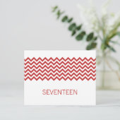 Red Simple Chevron Table Number Briefkaart (Staand voorkant)