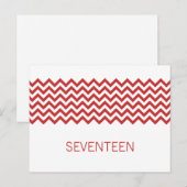 Red Simple Chevron Table Number Briefkaart (Voorkant / Achterkant)