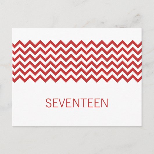 Red Simple Chevron Table Number Briefkaart (Voorkant)