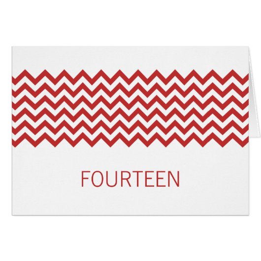 Red Simple Chevron Table Number Kaart (Voorkant Horizontaal)