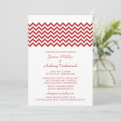 Red Simple Chevron Wedding Invite Kaart (Staand voorkant)