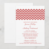 Red Simple Chevron Wedding Invite Kaart (Voorkant / Achterkant)