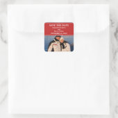 Red Simple Chic Photo Save the Date Stickers (Tas)