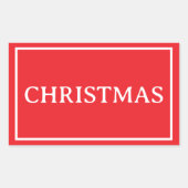 Red Simple Christmas Word Rechthoekige Sticker (Voorkant)