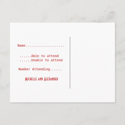 Red Simple Deco Chic RSVP-Briefkaart Uitnodiging Briefkaart (Achterkant)