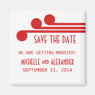 Red Simple Deco Chic Save the Date Magnet