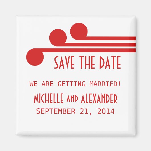 Red Simple Deco Chic Save the Date Magnet (Voorkant)