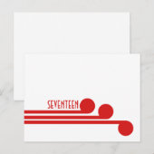 Red Simple Deco Chic Table Number Briefkaart (Voorkant / Achterkant)