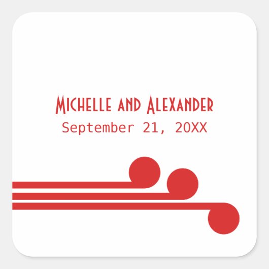Red Simple Deco Chic Wedding Stickers (Voorkant)
