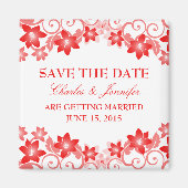 Red Simple Floral slaat de Magnet Datum op (Voorkant)