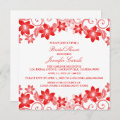 Red Simple Floral Vrijgezellenfeest Invite Kaart (Voorkant / Achterkant)