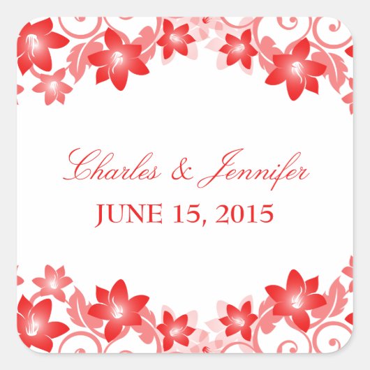 Red Simple Floral Wedding Stickers (Voorkant)