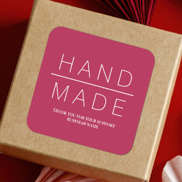 Red Simple Minimal Handmade Business Support Vierkante Sticker