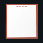 Red Simple Modern Notitieblok<br><div class="desc">Red Simple Professional Border Notitieblok</div>