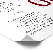 Red Simple Modern Tri-Fold Wedding Menu Poster (Hoek)