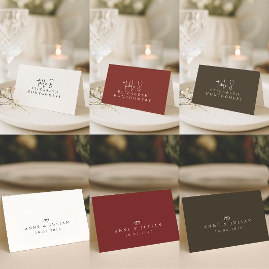 Red Simple Modern Wedding Calligraphy Kaart