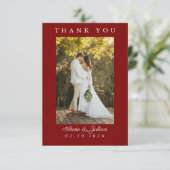 Red Simple Photo Wedding Thank You Card W Note Bedankkaart (Staand voorkant)