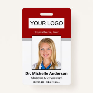 Red Simple Professional Employee Custom Identity Badge