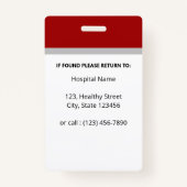Red Simple Professional Employee Custom Identity Badge (Achterkant)