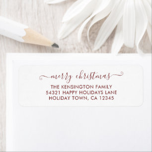 Red Simple Script Merry-kerstretouradres Etiket