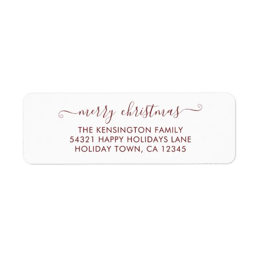 Red Simple Script Merry-kerstretouradres Etiket (Voorkant)
