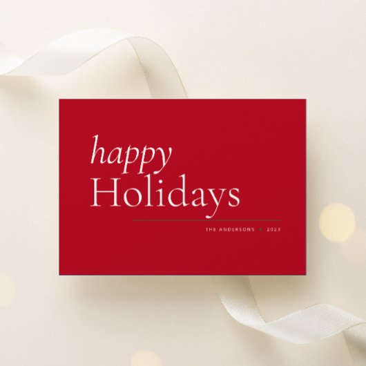 Red Simple Serif Happy Holiday Feestdagenkaart